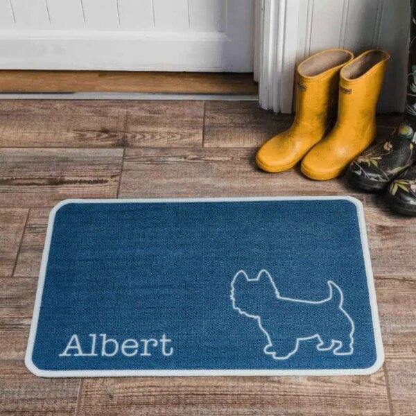 Personalised Dog Breeds Food Mat - (R to Y) Blue