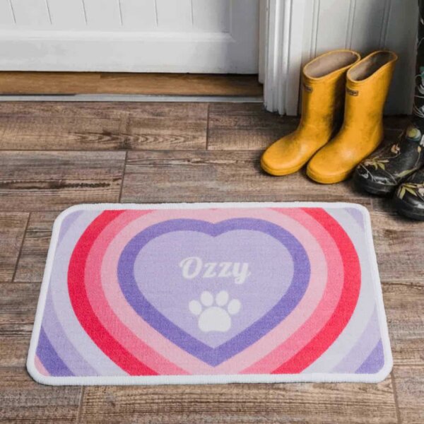 Personalised Food Mat Retro Heart Pink